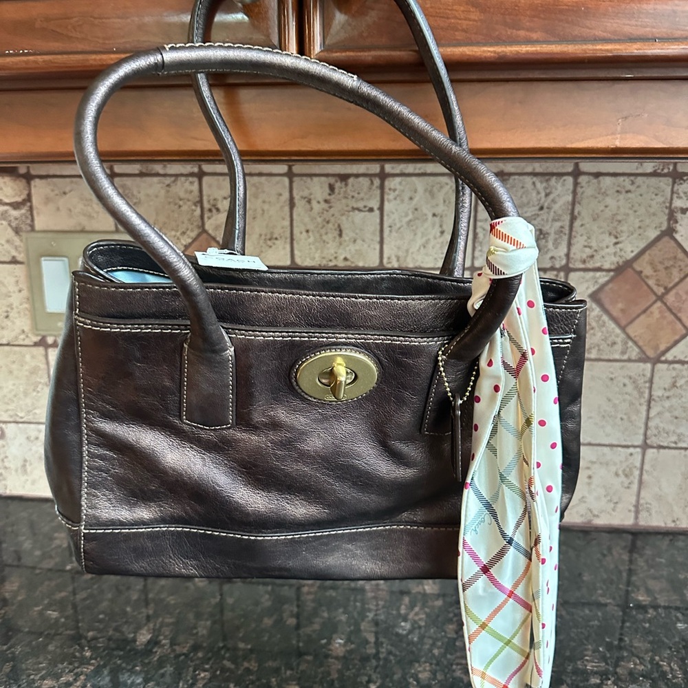 Coach bronze pocketbook w scarf